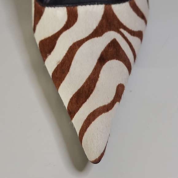 Aldo Calf Hair Brown & White Animal Patterned Pointy Toe Heels - Picture 13 of 14